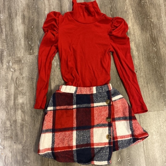 SHEIN | Fall Preppy Plaid Outfit For Toddler Size 6 RED - Picture 6 of 7